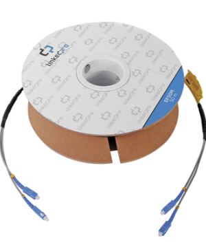 Carrete de Fibra Óptica Monomodo con conectores SC-SC Duplex, Reforzada con Kevlar para soportar tirones,de 50 metros