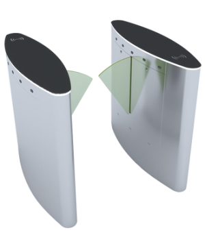 Puerta de cortesía tipo FLAP bidireccional / ACERO Acabado de Lujo / apertura-cierre de 1 segundo / Indicadores LED / Alarma por acceso denegado