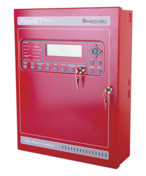 Panel de detección de incendio para aplicaciones marinas, 127 puntos, gabinete rojo
