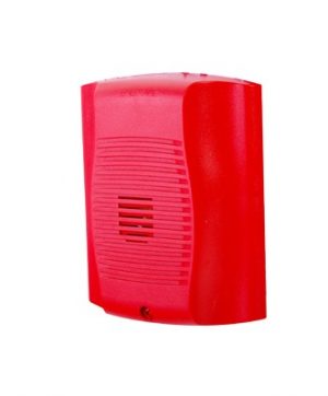 Sirena para Montaje en Techo o Pared, 12 a 24 Vcd, Color Rojo