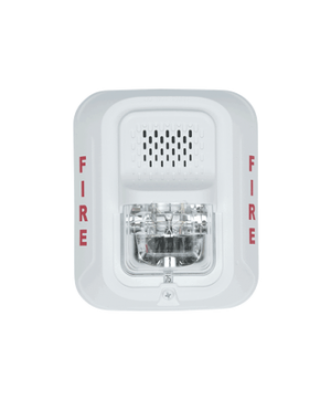 Sirena con Lámpara Estroboscópica a 2 Hilos, Montaje en Pared, Color Blanco, Configuración Estroboscópica Seleccionable, Nuevo Diseño Moderno y Elegante y Menor Consumo de Corriente