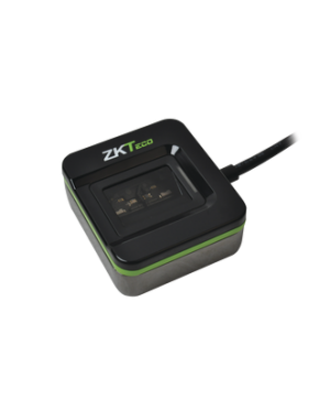 Estación de registro de huellas con sensor Silk ID para detección de dedos vivos.