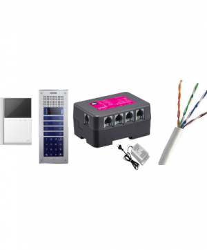 COMMAX MODUM4PACK - PAQUETE VIDEO PORTERO DEPARTAMENTAL SOLUCION PARA 4 APARTAMENTOS / EXPANDIBLE /CABLE UTP 305 MTS 100% COBRE