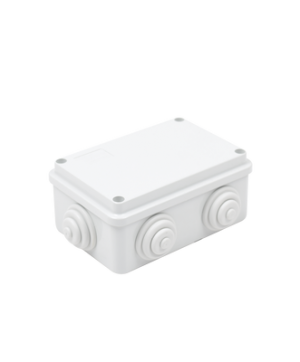 Caja de derivación de PVC Auto-extinguible con 6 entradas, tapa atornillada, 120x80x50 MM, Para Exterior (IP55)