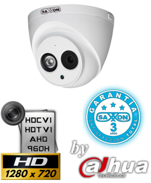 SAXXON PRO HDWAPRO CAMARA DOMO 1MP HDCVI 720P/TVI/AHD/CVBS/ MICROFONO INTEGRADO/ SMART IR 50M/ IP67/ 3.6MM/ METAL