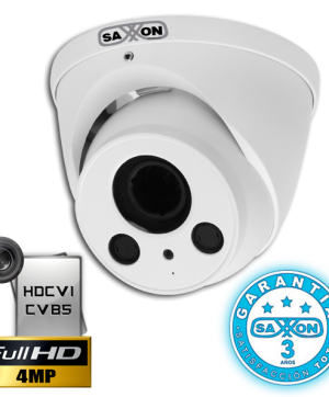 SAXXON PRO DVF3640TM-CAMARA DOMO HDCVI 4 MEGAPIXELES/CBVS/ LENTE MOTORIZADO 2.7MM-12MM/ IR 60M/ WDR/ IP67/ BLC/HLC/ SMART IR/ METALICA