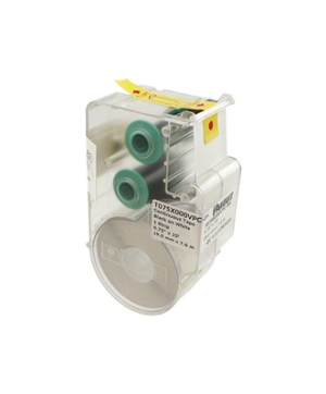 Casete de etiquetas de vinilo, cinta continua, color negro sobre blanco, 19.05 mm x 7.6 metros